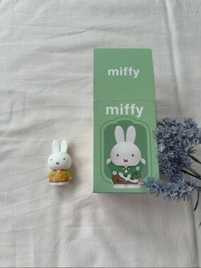 miffy White Bunny Figure with Green Box and Orange Outfit